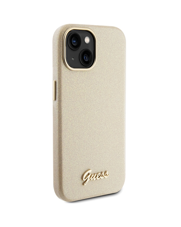 Guess GUHCP15SPGMCSD iPhone 15 6.1" złoty|light gold hardcase Glitter Glossy Script