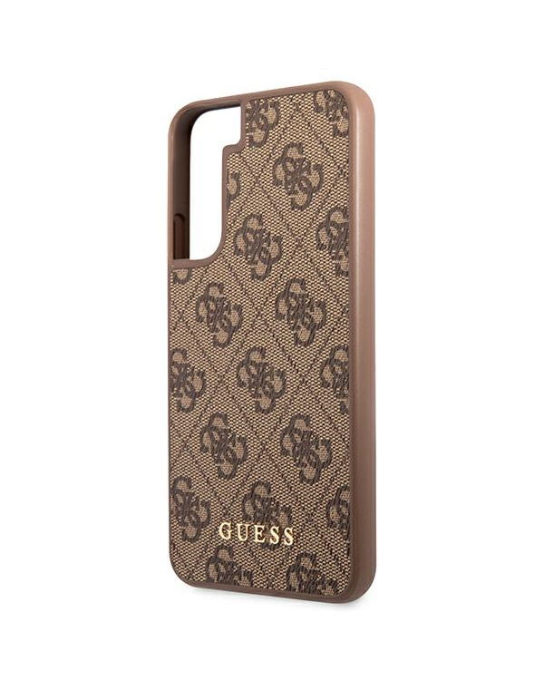 Guess GUHCS22SG4GFBR S22 S901 brązowy|brown hard case 4G Metal Gold Logo
