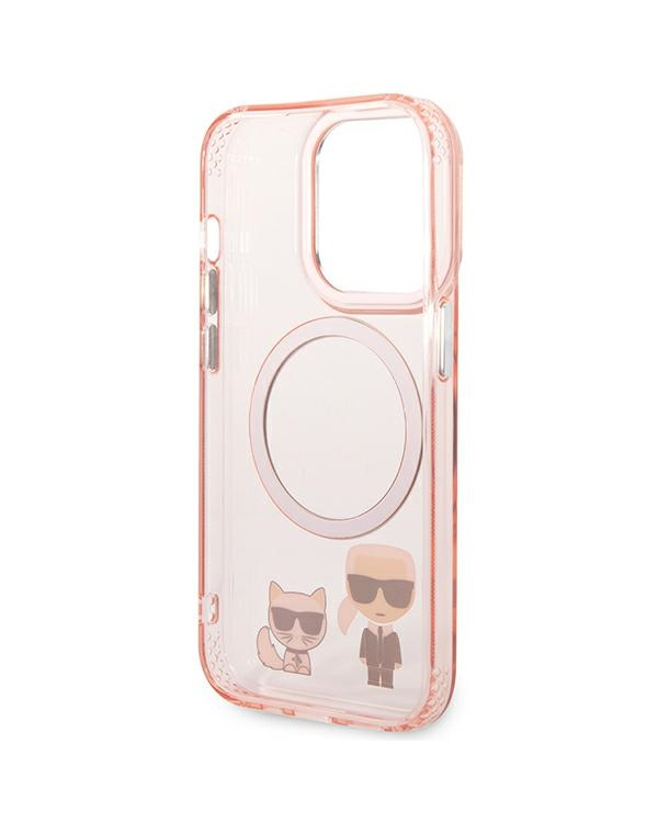 Karl Lagerfeld MagSafe Compatible Case Karl and Choupette for iPhone 14 Pro Pink