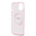 Guess PC|TPU Flowers Ring Glossy Logo MagSafe Чехол для iPhone 15 розовый