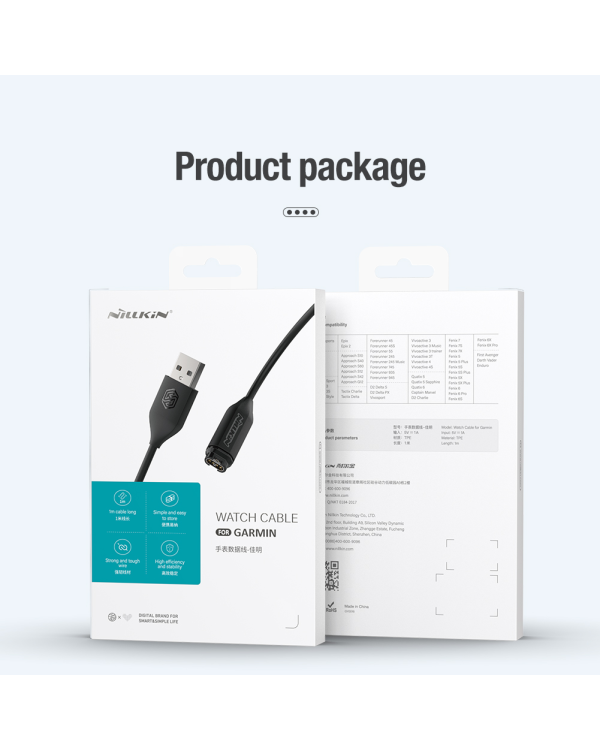 Nillkin USB Data and Charging Cable for Garmin Watch Black