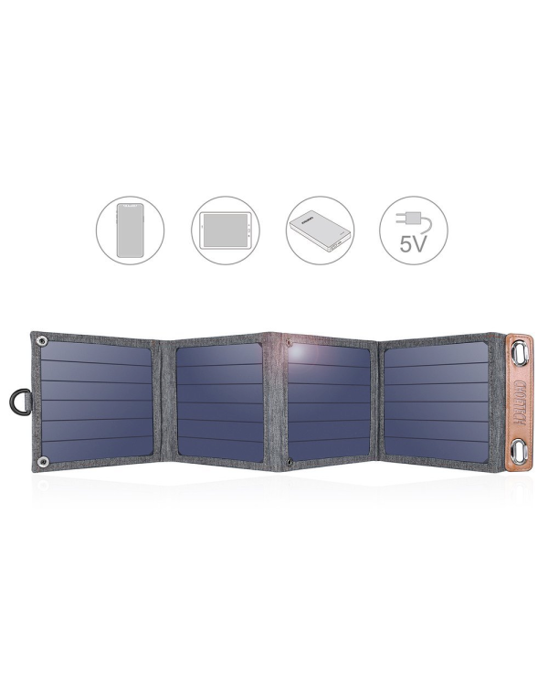 Choetech Foldable Travel Solar Solar Solar Charger 14W with USB 5V / 2.4A Solar Panel Gray (SC004)