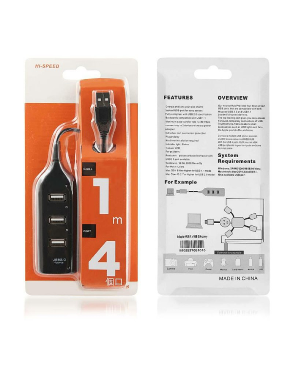 Разветвитель Goodbuy USB 2.0 на 4 x USB 2.0 черный