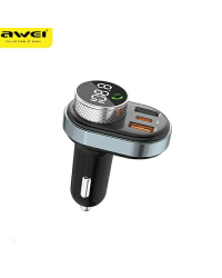 Автомобильное зарядное устройство AWEI C-843 с передатчиком FM, Bluetooth 5.0, MP3, 1xUSB+1xUSB-C |черный