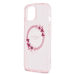 Guess PC|TPU Flowers Ring Glossy Logo MagSafe Чехол для iPhone 15 розовый