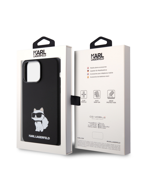 Karl Lagerfeld Liquid Silicone Choupette NFT Case for iPhone 15 Pro Max Black