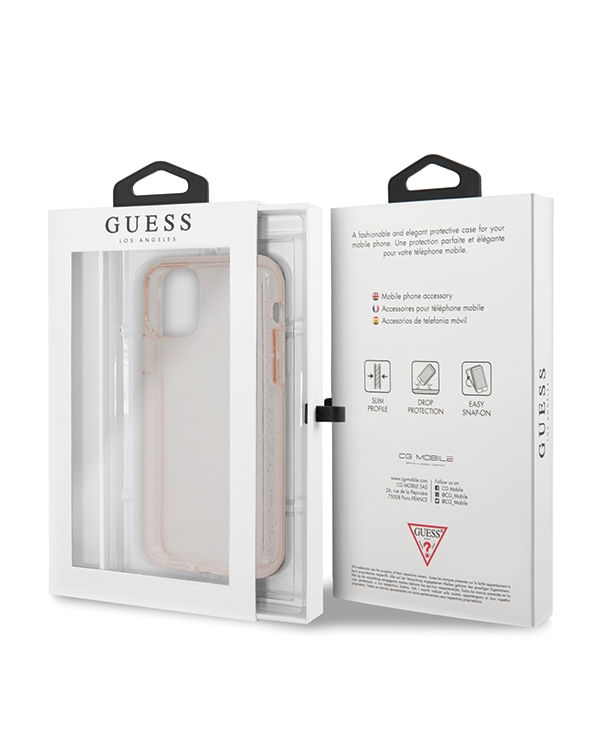 Guess GUHCN58PCGLPI iPhone 11 Pro różowy|pink hard case Glitter