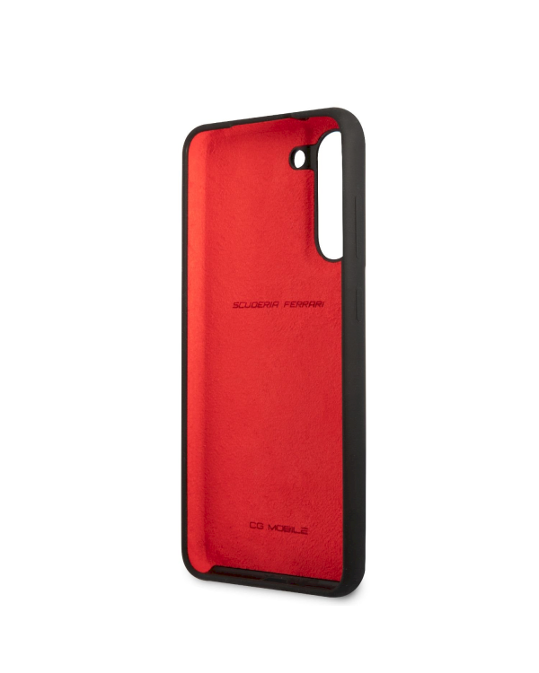 Ferrari Liquid Silicone Metal Logo Case for Samsung Galaxy S21 FE 5G Black