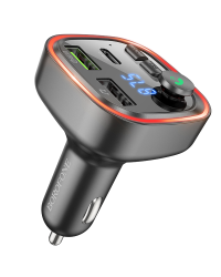 Borofone Трансмиттер FM BC48 Broad MP3, Bluetooth - 2xUSB + Type C - QC 3.0 18W черный (повреждена упаковка)