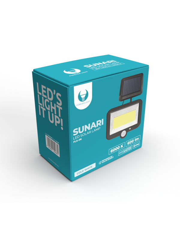 SUNARI Солнечная лампа LED FLS-06 COB PIR 8W 600lm 6000K 1800mAh Li-Ion Forever Light