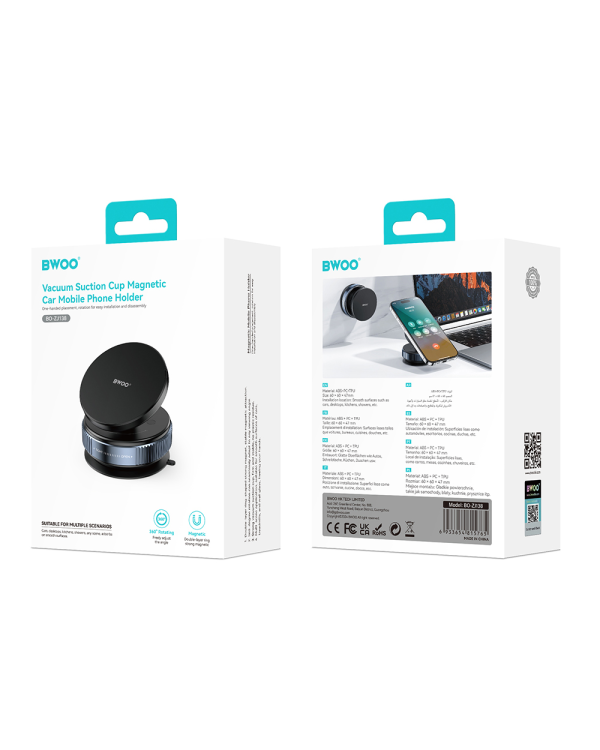 Магнитный автомобильный держатель с вакуумной адсорбцией BWOO ZJ138