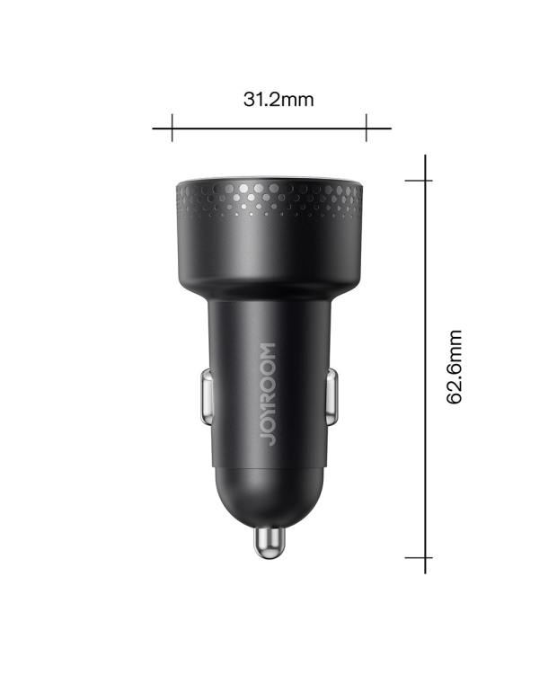 Car charger 2x USB C 70W with LED display Joyroom JR-CCD02 - black