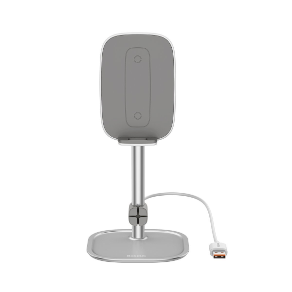 Baseus Literary Youth Desktop Bracket (Telescopic with Wireless Charging) - Silver