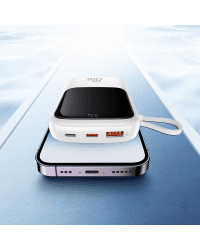 Powerbank Baseus Qpow PRO with cable, USB-C, 2xUSB, 10000mAh, 20W (White)