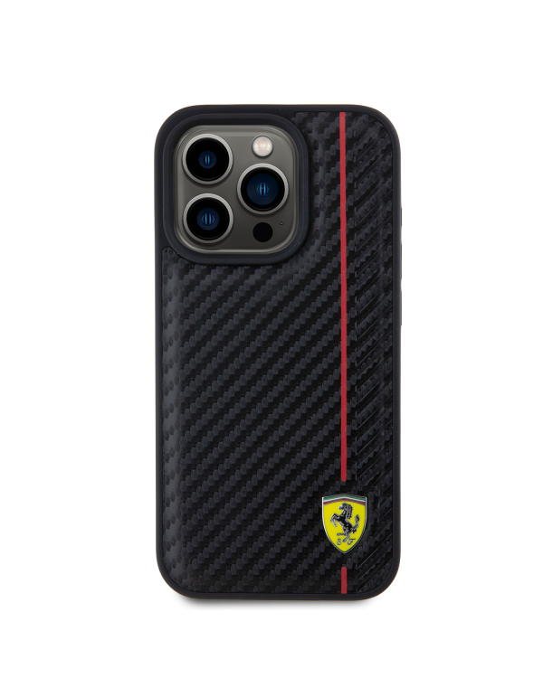 Дополнительное изображение книги «Ferrari PU Leather Carbon Vertical Red Line Case for iPhone 15 Pro Black»