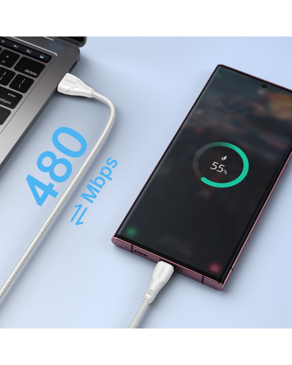 Joyroom USB cable - USB C 3A Surpass Series for fast charging and data transfer 2 m white (S-UC027A11)
