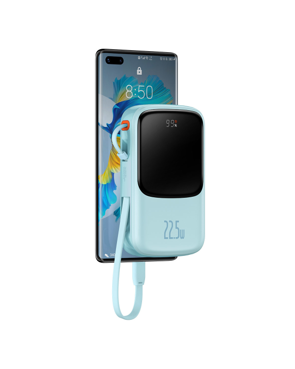 Baseus Qpow power bank 10000mAh built-in USB Type-C cable 22.5W Quick Charge SCP AFC FCP blue (PPQD020103)