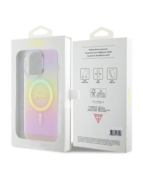 Guess GUHMP15LHITSP iPhone 15 Pro 6.1" różowy|pink hardcase IML Iridescent MagSafe