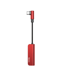 Baseus Audio Converter L53 adapter USB Type C (side plug) to USB Type C adapter + 3.5mm mini jack black and red