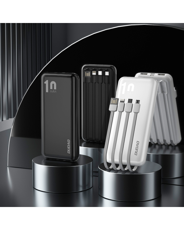 Dudao K6Pro Universal 10000mAh Power Bank with USB Cable, USB Type C, Lightning Black (K6Pro-black)