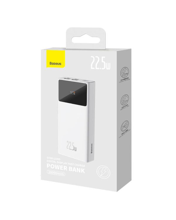 Powerbank Baseus Star-Lord 20000mAh, 2xUSB, USB-C, 22.5W (white)