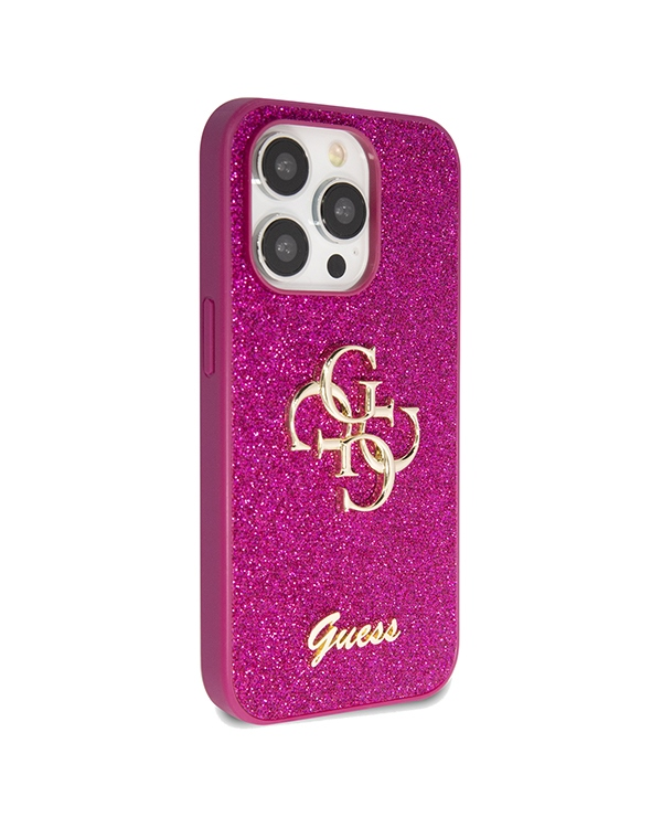 Guess GUHCP15XHG4SGU iPhone 15 Pro Max 6.7" фиолетовый жесткий чехол Glitter Script Big 4G
