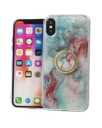 Fusion Marble Ring Back Case Силиконовый чехол для Apple iPhone 12 / 12 Pro Красный - Синий
