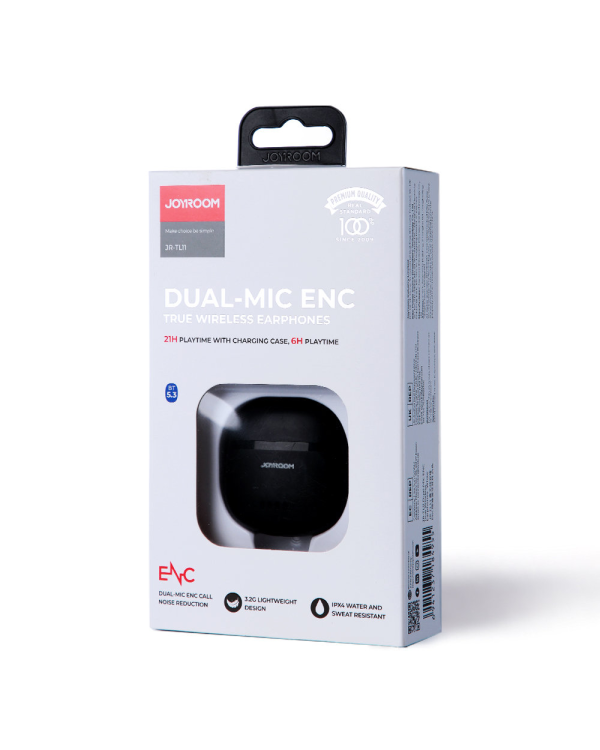 Joyroom TWS Earphones Wireless ENC Waterproof IPX4 Bluetooth 5.3 Black (JR-TL11)