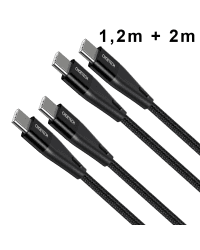 Choetech set of 2 USB Type C cables - USB Type C Power Delivery 60W 5A 1.2m + 2m black (XCC-1003)