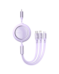 USB cable 3in1 Baseus Bright Mirror, USB to micro USB / USB-C / Lightning, 100W, 1.2m (purple)