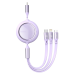 USB cable 3in1 Baseus Bright Mirror, USB to micro USB / USB-C / Lightning, 100W, 1.2m (purple)