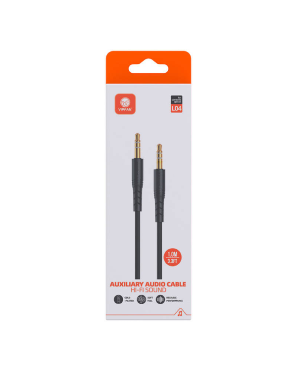 Mini jack 3.5mm AUX cable Vipfan L04 1m, gold plated (black)