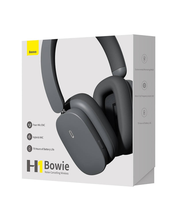 Wireless headphones Baseus Bowie H1 Bluetooth 5.2, ANC (gray)