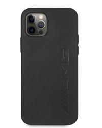 AMHCP12MDOLBK AMG Leather Big Stamped Logo Hard Case for iPhone 12/12 Pro 6.1 Black