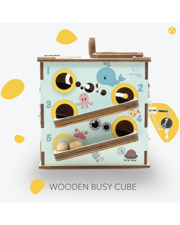 BusyBuddyToys - деревянный кубик для занятий с детьми (3+)