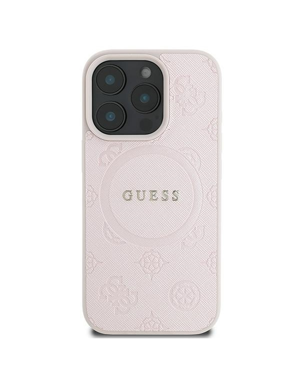 Guess GUHMP16LPSAPSMEP iPhone 16 Pro 6.3" różowy|pink hardcase Saffiano Peony Classic Logo MagSafe