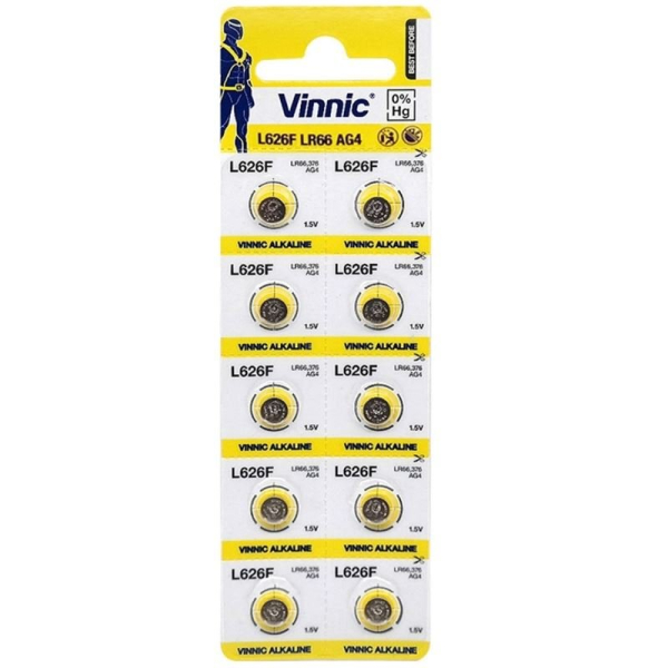 Vinnic AG4 / D377 / SR626SW / LR626 / LR66 / Alkaline 1.5V Батарея (10шт.)