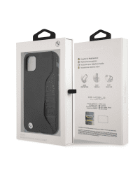 BMHCN61RCSWK BMW Signature Leather Card Slot Hard Case for iPhone 11 Black
