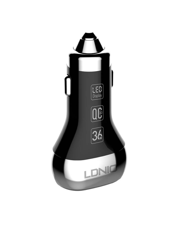 Автомобильное зарядное устройство LDNIO C2, 2x USB, QC 3.0, LED, 36 Вт (черный)