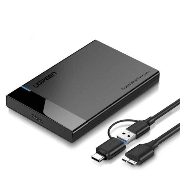 UGREEN US221 SATA External Drive Enclosure HDD 2,5", USB 3.0 + USB-C to micro USB 3.0 (black)