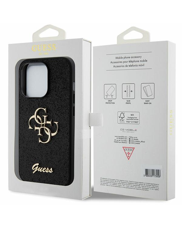 Guess GUHCP15XHG4SGK Apple iPhone 15 Pro Max 6.7" black hardcase Glitter Script Big 4G
