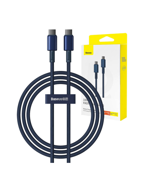Кабель USB-C - USB-C Baseus Tungsten Gold, 100 Вт, 1 м (синий)