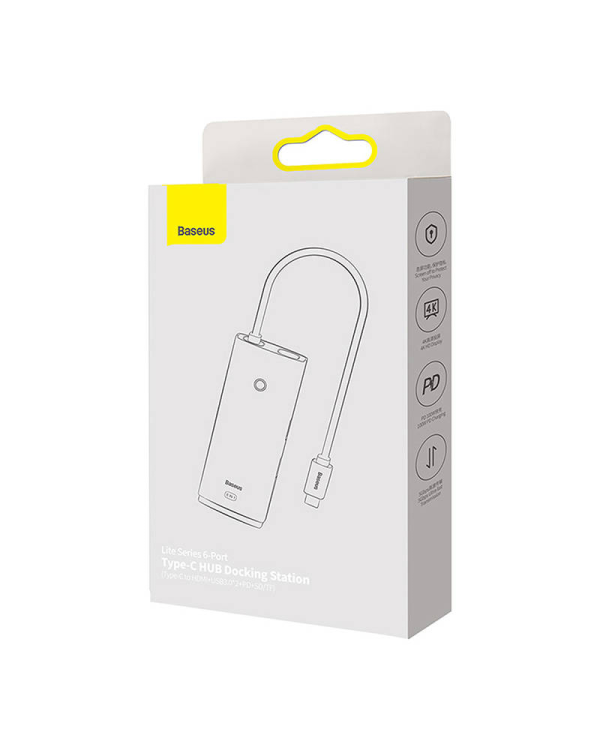 Хаб Baseus OS Lite 6-Port (Type-C to HDMI+USB3.0*2+PD+SD|TF) (черный