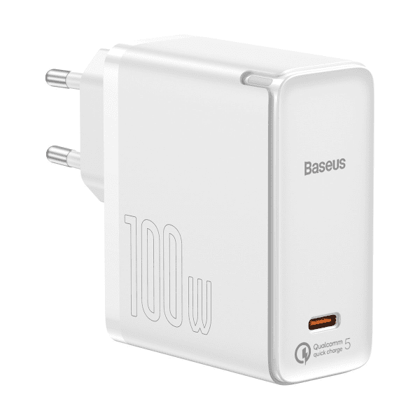 Baseus GaN2 Fast Charger 1C 100W with USB-C cable for USB-C 5A, 1,5m (white)