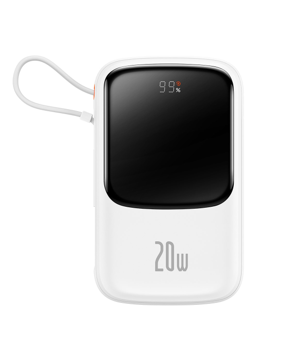 Powerbank Baseus Qpow PRO with cable, USB-C, 2xUSB, 10000mAh, 20W (White)