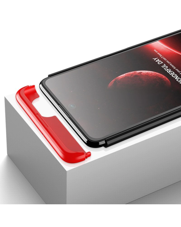 GKK 360 Protection Case Front and Back Case Full Body Cover Samsung Galaxy M51 black-red