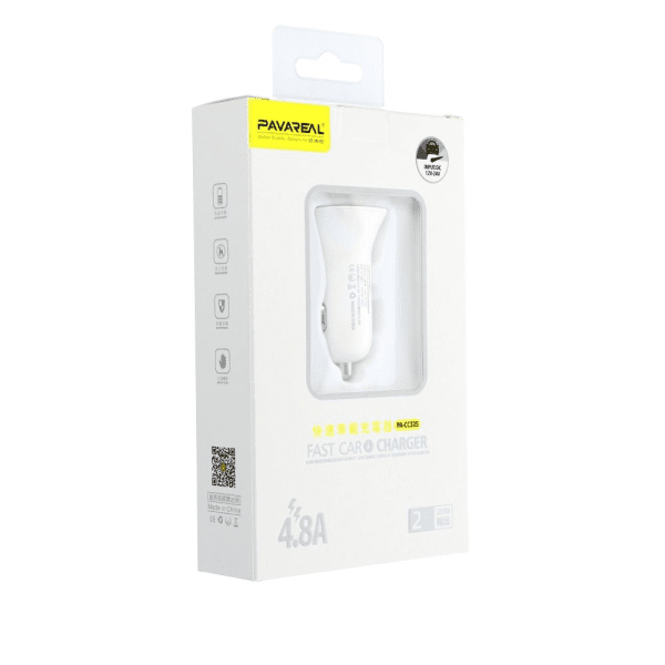 Pavareal Автомобильная зарядка 2x USB 2.4A Белая