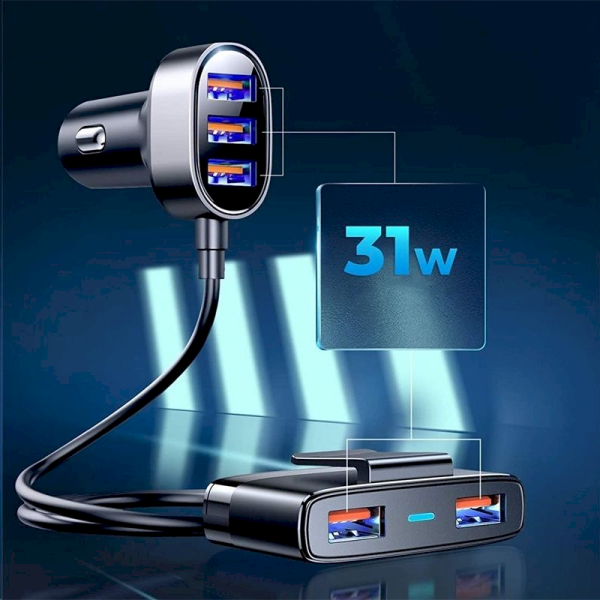Joyroom JR-CL03 Multi 5 Ports USB Car Charger Black