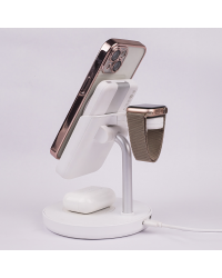 Forever MACS-100 magnetic wireless charging station with power bank white 5in1