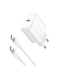 Joyroom JR-TCF24 USB-C PD 30W QC SFC сетевое зарядное устройство - белый + кабель USB-C 1м